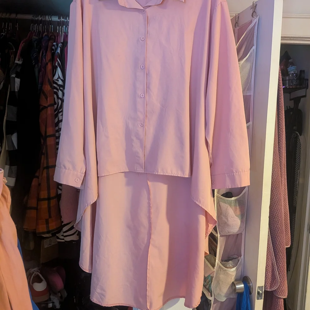 Light Pink Button-Front Two-Piece Dress Set - Picture 2 of 3